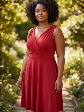 #85 Grace Karin Red Sleeveless Wrap-Front Dress size 3xl